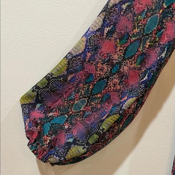 Show Me Your Mumu Boho Colorful Patterned Women's Top Dress Small Sheer Sleeves - Picture 4 of 12